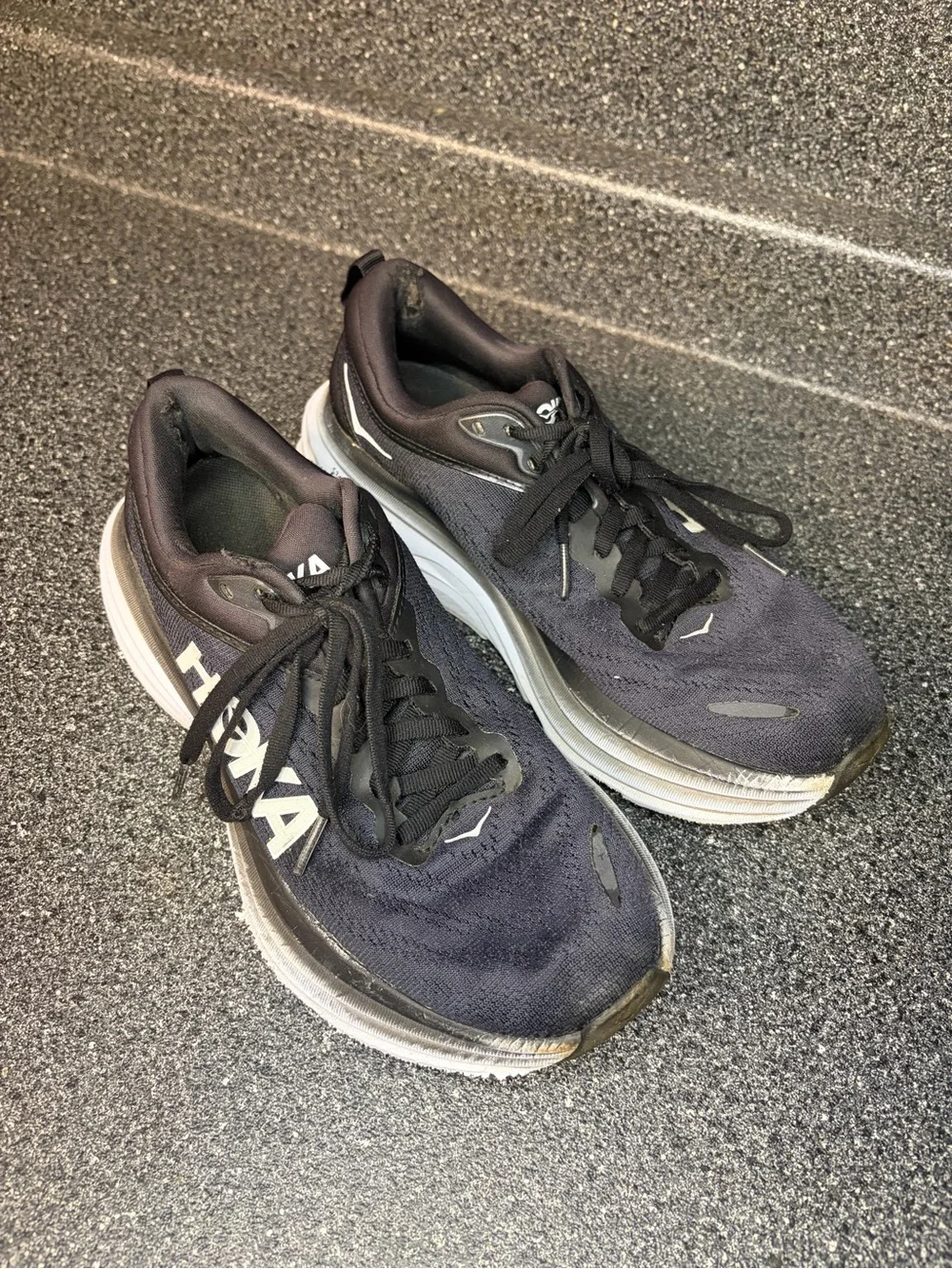 Hoka Men's Black and White Clifton Style Running Shoes